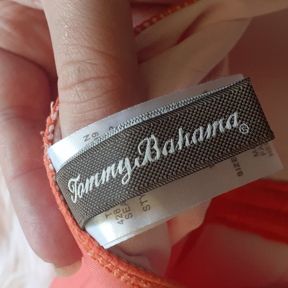 Tommy Bahama Coral/Melon Orange Bow Halter Swimsuit Size 6 - Picture 2 of 8